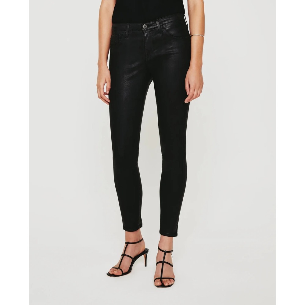 AG Adriano Goldschmied The Legging Super Skinny Womens 28R Black Coated Jeans